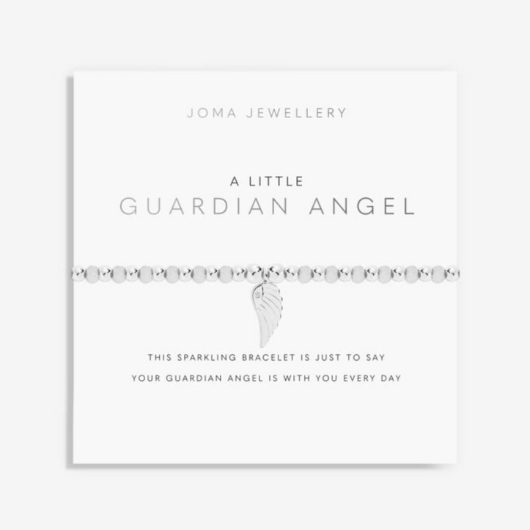Joma Jewellery A Little Guardian Angel bracelet with coloured crystal beads and angel charm on sentiment card.