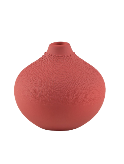 Räder mini red beaded glazed stoneware vase, 5×6 cm, small decorative soliflore vase.