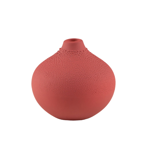 Räder mini red beaded glazed stoneware vase, 5×6 cm, small decorative soliflore vase.
