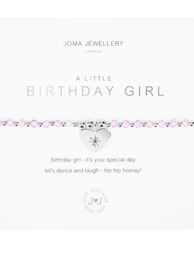 Colour Pop Birthday Girl bracelet with coloured crystal beads and silver-plated charm on sentiment card.