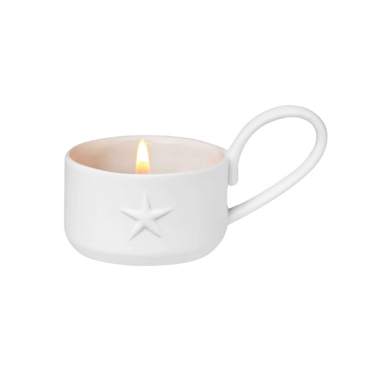 Räder Little Light Star tealight holder in glazed and unglazed porcelain with embossed star decoration.