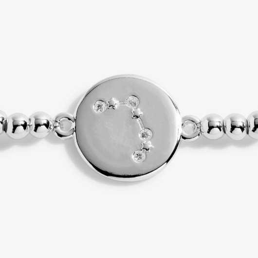 Joma Jewellery A Little Aries silver-plated bracelet with CZ constellation charm on sentiment card.