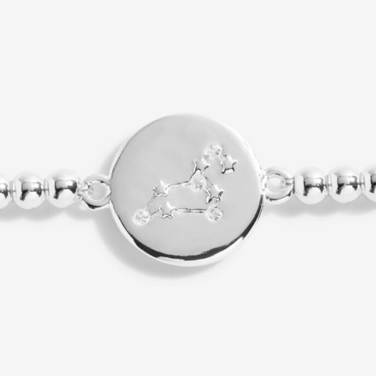 Joma Jewellery A Little Leo silver-plated bracelet with CZ star sign charm on sentiment card.