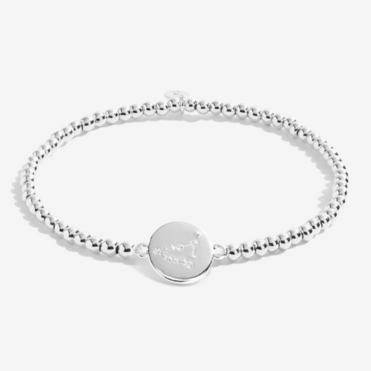 Joma Jewellery A Little Capricorn silver-plated bracelet with CZ star sign charm on sentiment card.