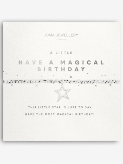 Faceted A Little Have A Magical Birthday bracelet with pavé star charm on sentiment card.