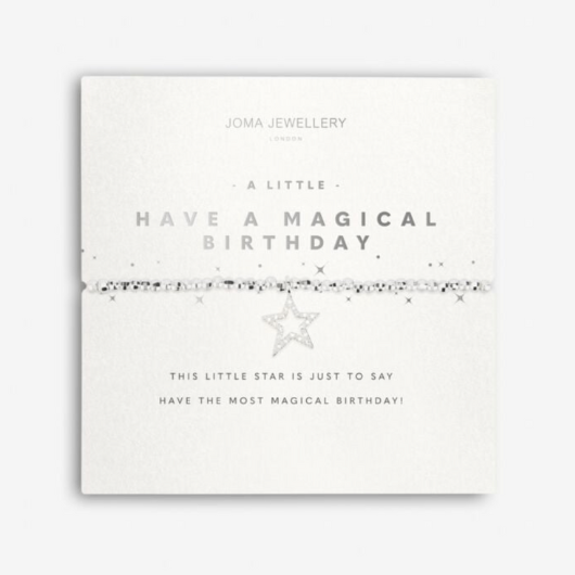 Faceted A Little Have A Magical Birthday bracelet with pavé star charm on sentiment card.