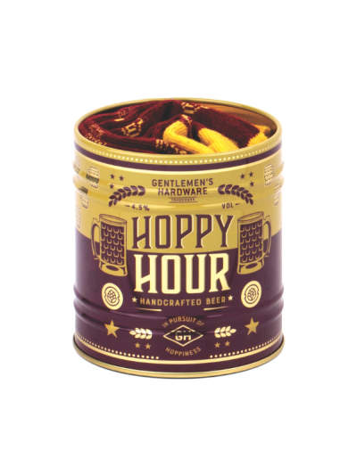 Gentlemen’s Hardware Beer Socks in a reusable storage tin.