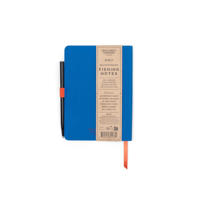 Gentlemen’s Hardware Waterproof Fishing Notebook with lined and fishing log pages.