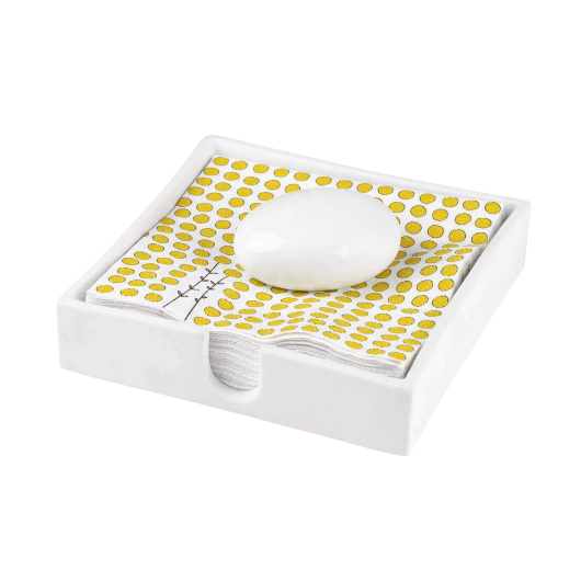 Räder napkin holder with pebble detail, 14×14×3 cm, holding cocktail napkins neatly.