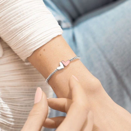 Joma Jewellery A Little Best Bestie silver and rose gold plated bracelet on sentiment card.