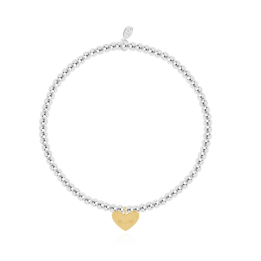 Joma Jewellery A Little Mum In A Million silver and gold plated bracelet with engraved heart charm on sentiment card.