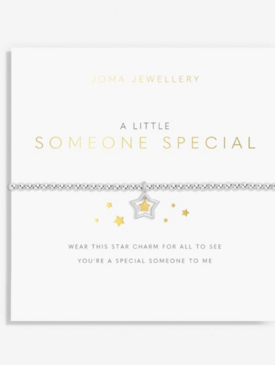 Joma Jewellery A Little Someone Special silver-plated bracelet with star charm on sentiment card.