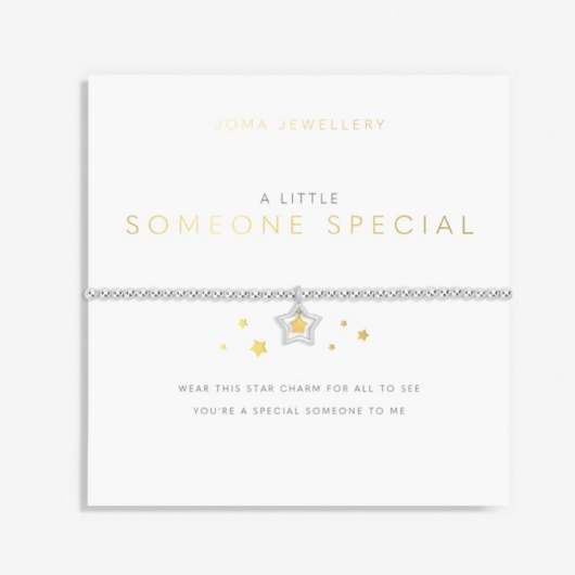 Joma Jewellery A Little Someone Special silver-plated bracelet with star charm on sentiment card.