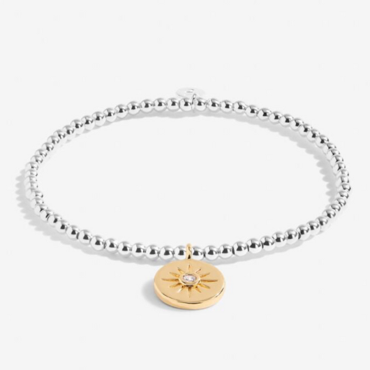 Joma Jewellery A Little You’re The Best bracelet with gold-plated charm on sentiment card.