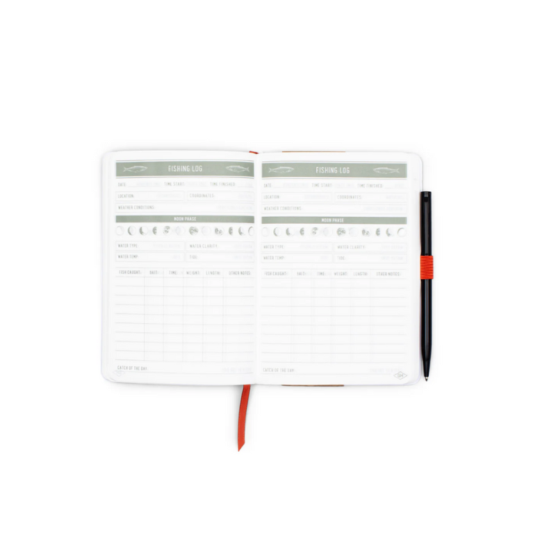 Gentlemen’s Hardware Waterproof Fishing Notebook with lined and fishing log pages.