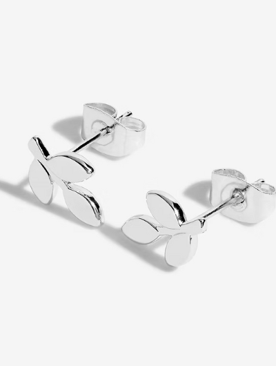 Front view of Joma Jewellery silver-plated Forever Family heart stud earrings with sparkling embellishment.