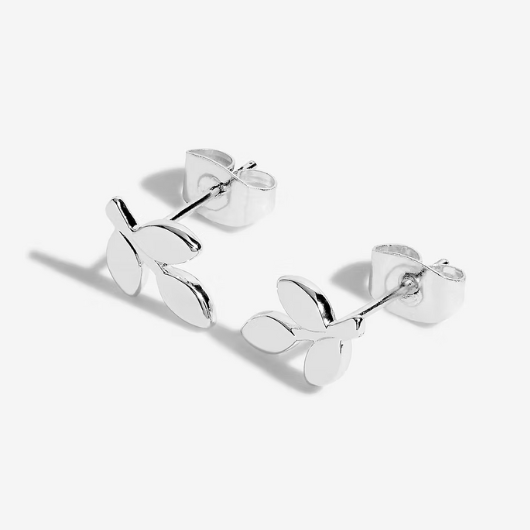 Front view of Joma Jewellery silver-plated Forever Family heart stud earrings with sparkling embellishment.