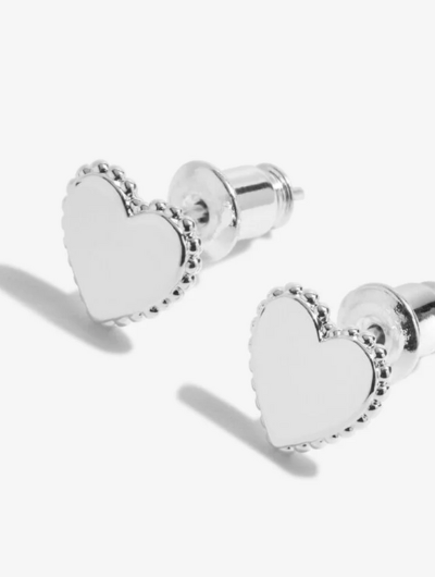 Joma Jewellery A Little Lovely Granddaughter Earrings – silver-plated heart design with clear CZ gemstones in gift box.