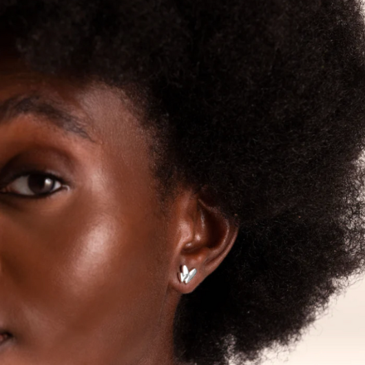 Close-up of Joma Jewellery Treasure The Little Things Lovely Mummy Earrings with butterfly backs.