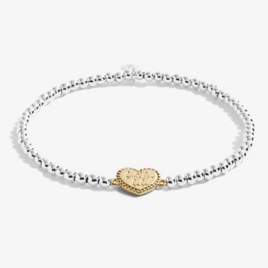 Joma Jewellery A Little Birthday Babe bracelet with gold-plated engraved charm on sentiment card.