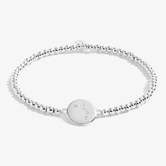 Joma Jewellery A Little Aries silver-plated bracelet with CZ constellation charm on sentiment card.
