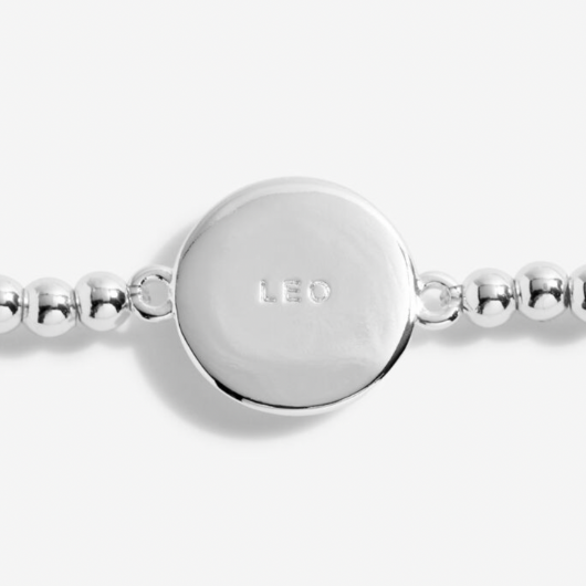 Joma Jewellery A Little Leo silver-plated bracelet with CZ star sign charm on sentiment card.