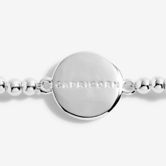 Joma Jewellery A Little Capricorn silver-plated bracelet with CZ star sign charm on sentiment card.