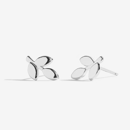 Front view of Joma Jewellery silver-plated Forever Family heart stud earrings with sparkling embellishment.