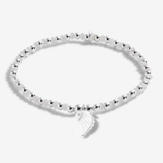 Joma Jewellery A Little Guardian Angel bracelet with coloured crystal beads and angel charm on sentiment card.