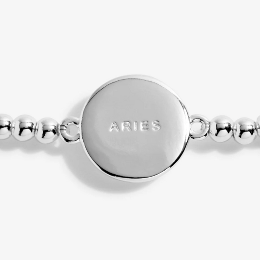 Joma Jewellery A Little Aries silver-plated bracelet with CZ constellation charm on sentiment card.
