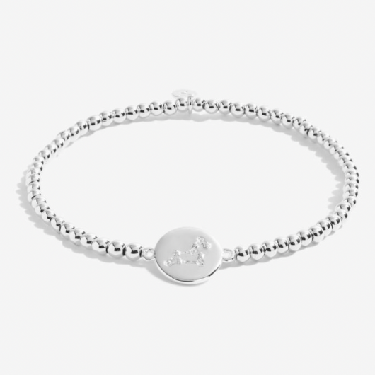 Joma Jewellery A Little Leo silver-plated bracelet with CZ star sign charm on sentiment card.