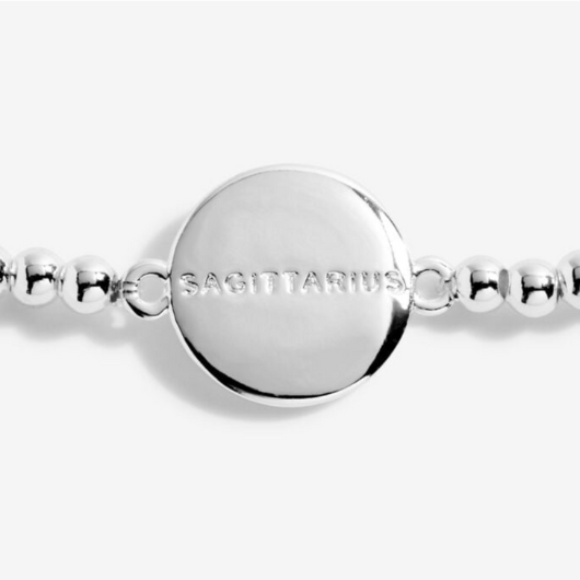 Joma Jewellery A Little Sagittarius silver-plated bracelet with CZ star sign charm on sentiment card.