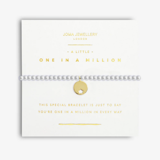 Radiance A Little One In A Million bracelet with gold star cutout charm on sentiment card.