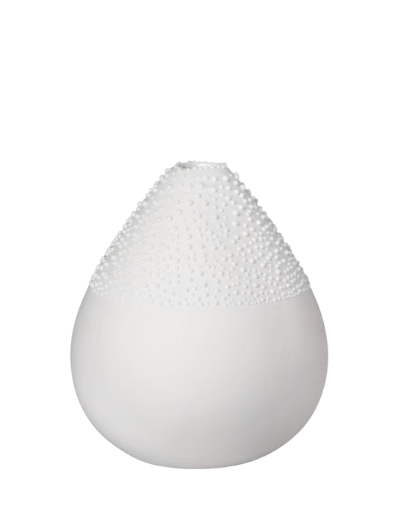 Räder large white beaded porcelain vase, 9Ă—8 cm, part-glazed exterior with minimalist design.