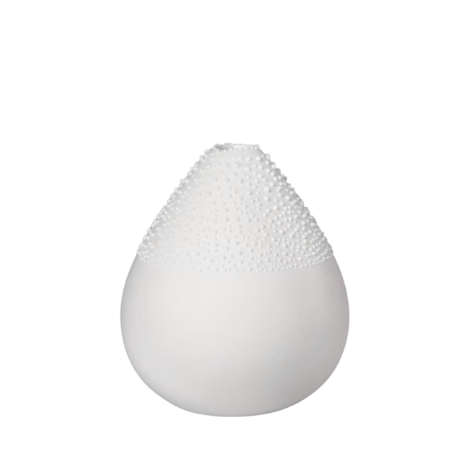 Räder large white beaded porcelain vase, 9×8 cm, part-glazed exterior with minimalist design.