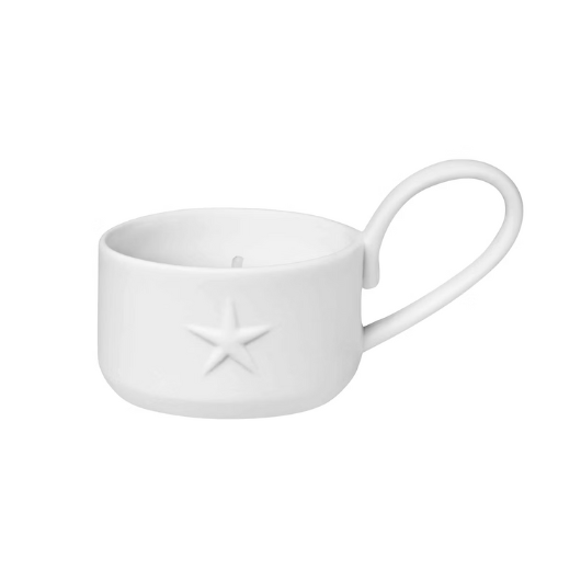 Räder Little Light Star tealight holder in glazed and unglazed porcelain with embossed star decoration.