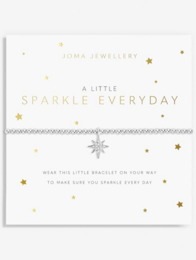 A Little Sparkle Every Day Bracelet – silver-plated star charm on stretch design with sentiment card.