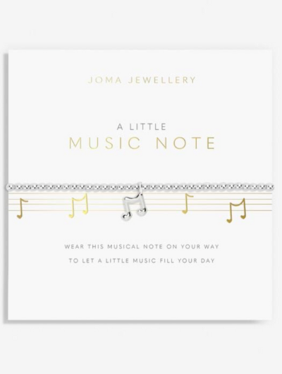A Little Music Note Bracelet – silver-plated charm on stretch design with sentiment card.
