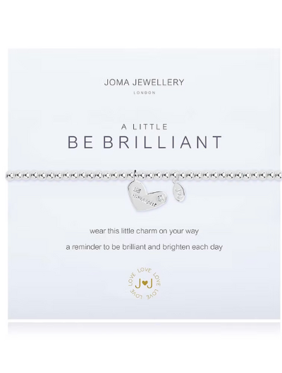 Joma Jewellery A Little Be Brilliant silver-plated bracelet with charm on sentiment card.