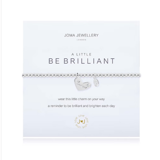 Joma Jewellery A Little Be Brilliant silver-plated bracelet with charm on sentiment card.