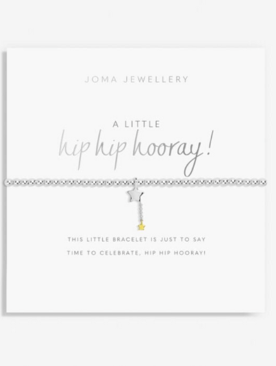 Joma Jewellery A Little Hip Hip Hooray silver and gold plated bracelet with charm on sentiment card.