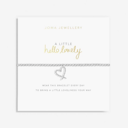 Joma Jewellery A Little Hello Lovely silver-plated bracelet with heart charm on sentiment card.