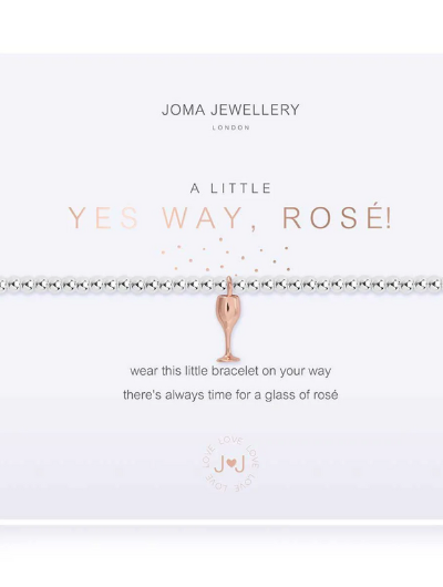 Joma Jewellery A Little Yes Way Rosé silver-plated bracelet with charm on sentiment card.