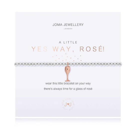 Joma Jewellery A Little Yes Way Rosé silver-plated bracelet with charm on sentiment card.