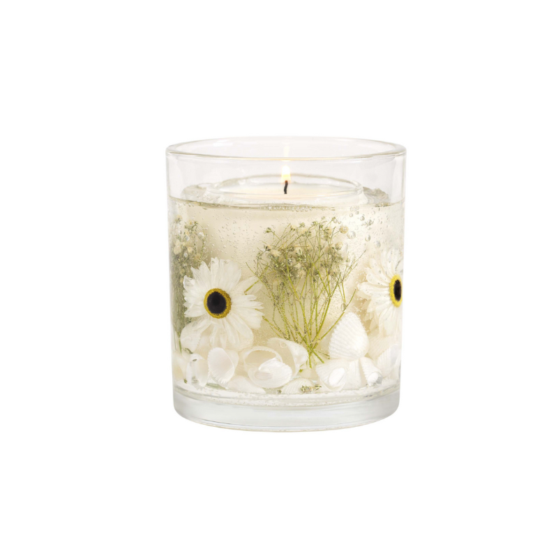 Beach Daisy scented gel candle by Stoneglow with natural wax and botanicals.