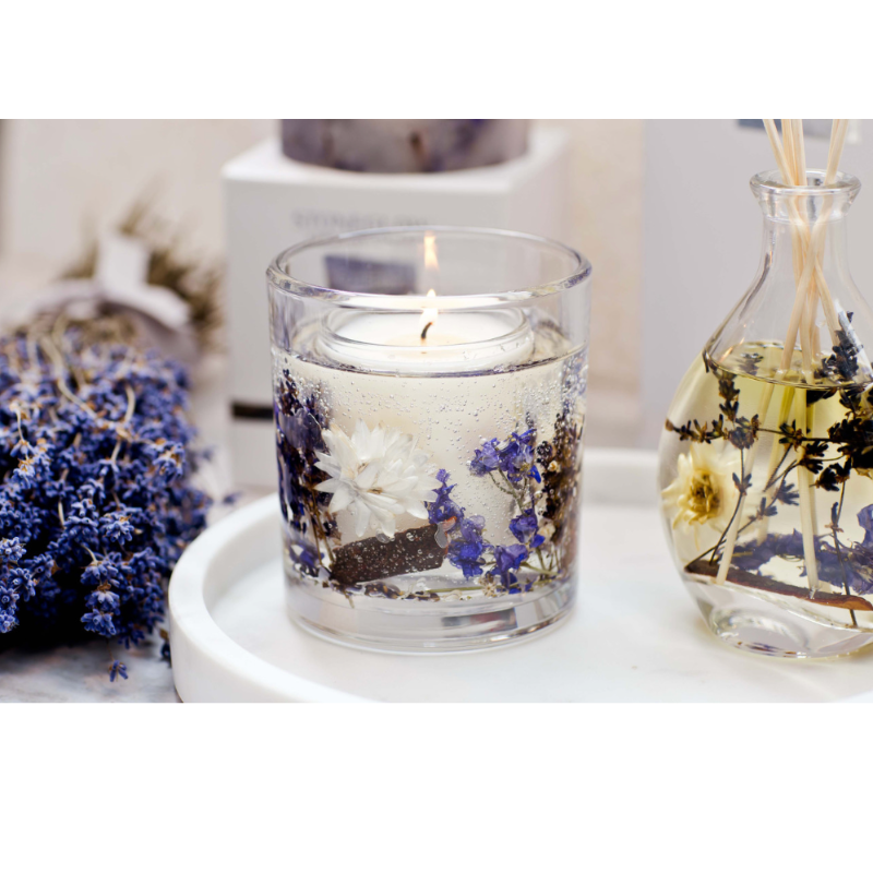 Stoneglow Nature’s Gift Lilac & Lavender natural wax gel candle tumbler.