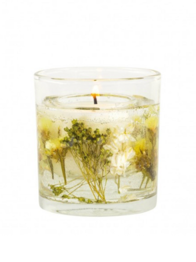 Stoneglow Nature’s Gift Cotton & Hydrangea natural wax gel candle tumbler.