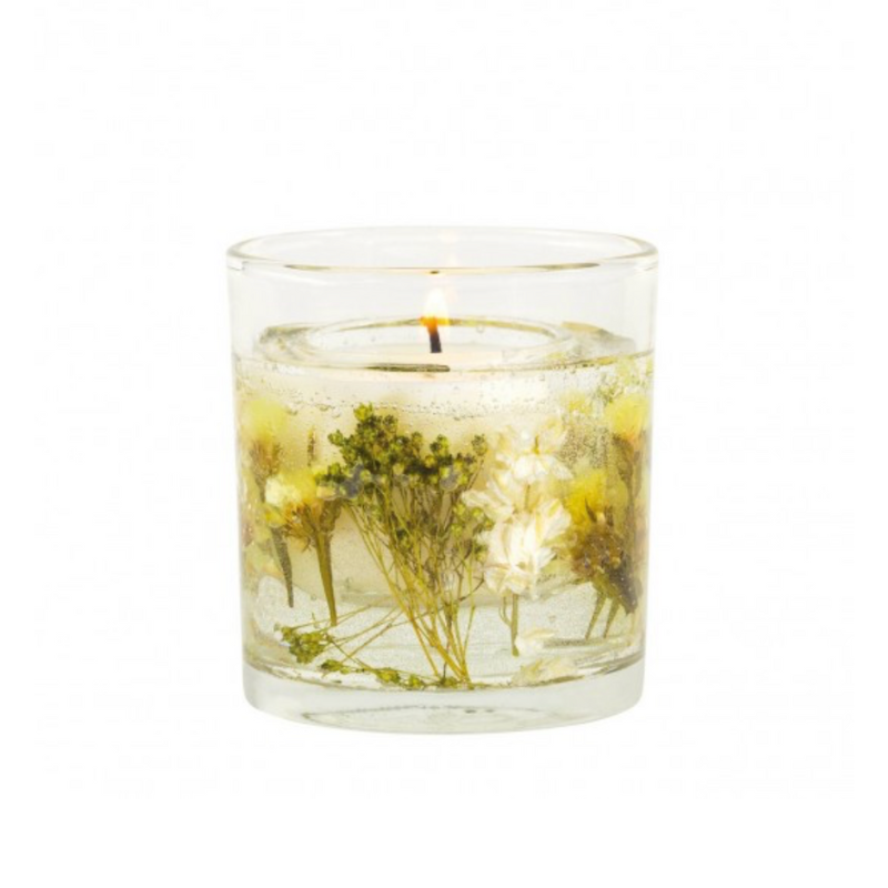 Stoneglow Nature’s Gift Cotton & Hydrangea natural wax gel candle tumbler.
