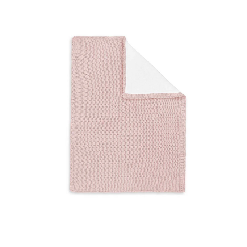 Katie Loxton pink cotton knitted baby blanket.