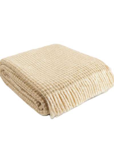 Sand Cornwall Waffle Throw in Oatmeal – soft waffle weave blanket.
